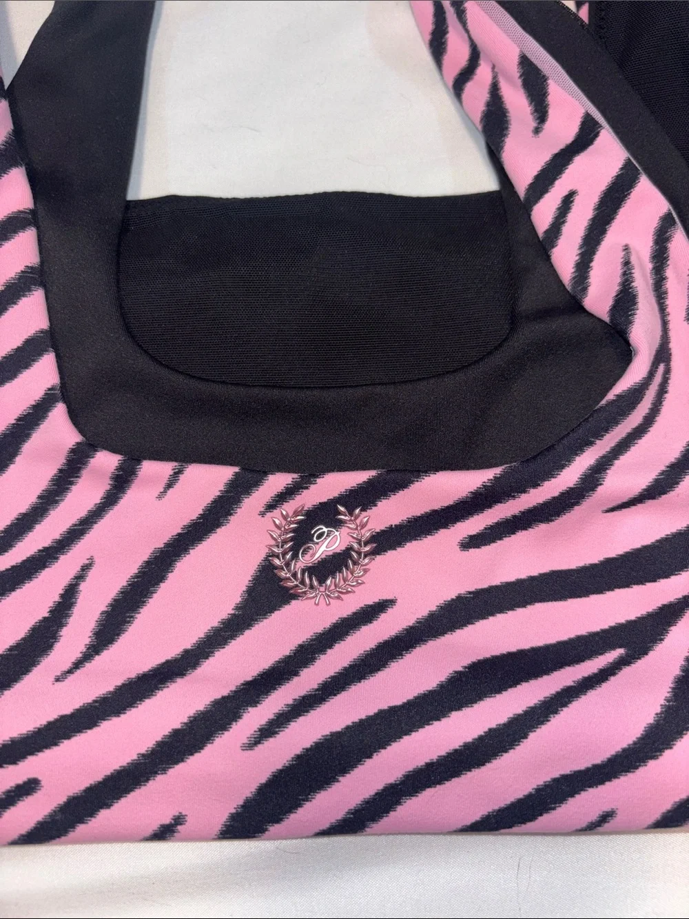 PINK Victoria's Secret Pink Zebra-Print Scoop Bralette with Black Trim